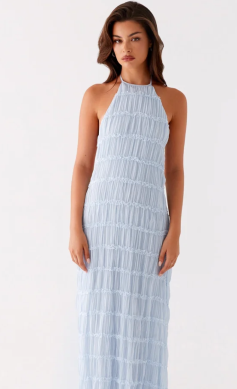 Aveline Halter Lace-Trim Ivory Maxi Dress