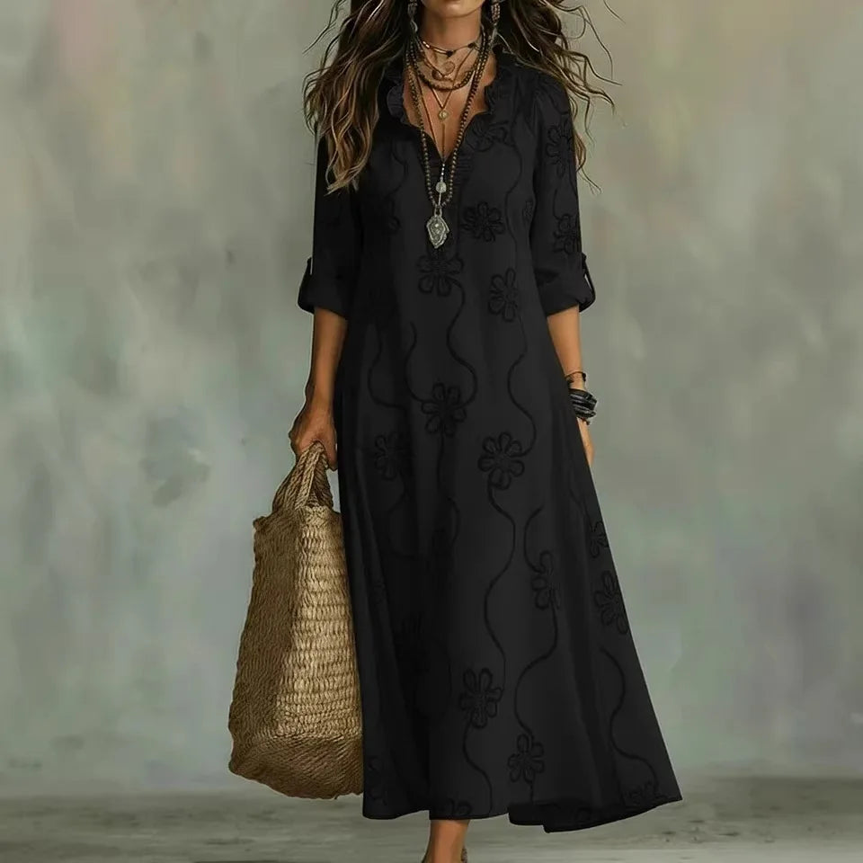 Alyxa Floral Embroidery Maxi Dress