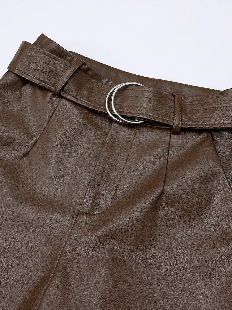 Juno High-Waist Leather-Look Trousers