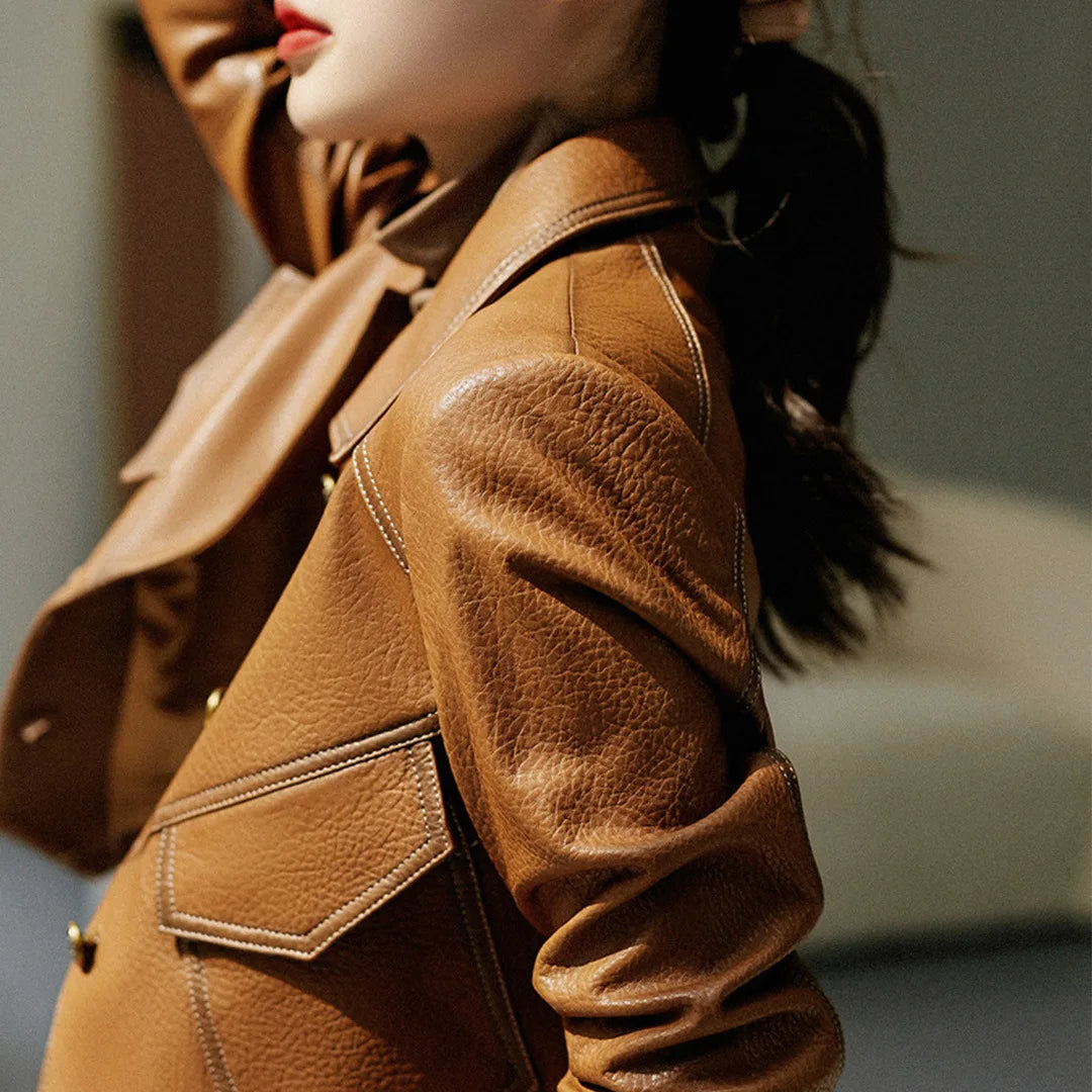 Ilaria Cropped Faux-Leather Biker Jacket