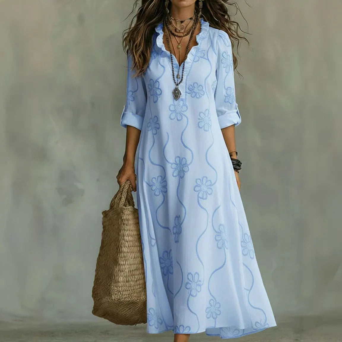 Alyxa Floral Embroidery Maxi Dress