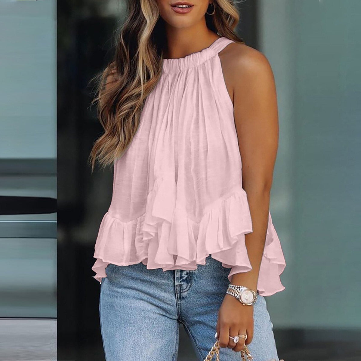 Karianne Textured Ruffle Blouse