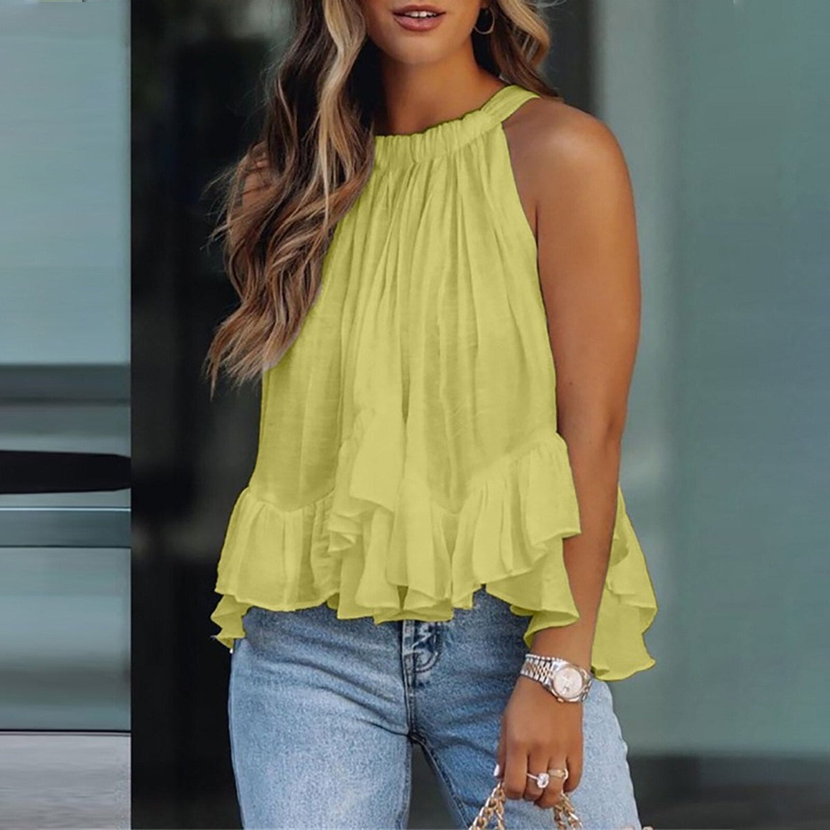 Karianne Textured Ruffle Blouse