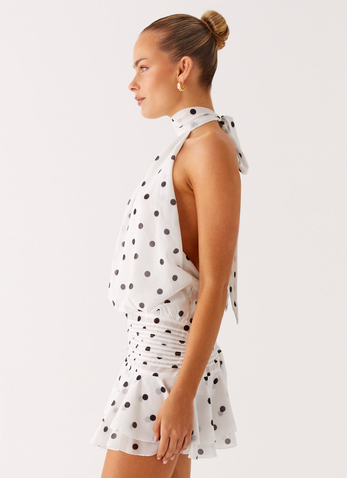Windsor Polka Dot Chiffon Halter Mini Dress