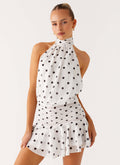 Windsor Polka Dot Chiffon Halter Mini Dress