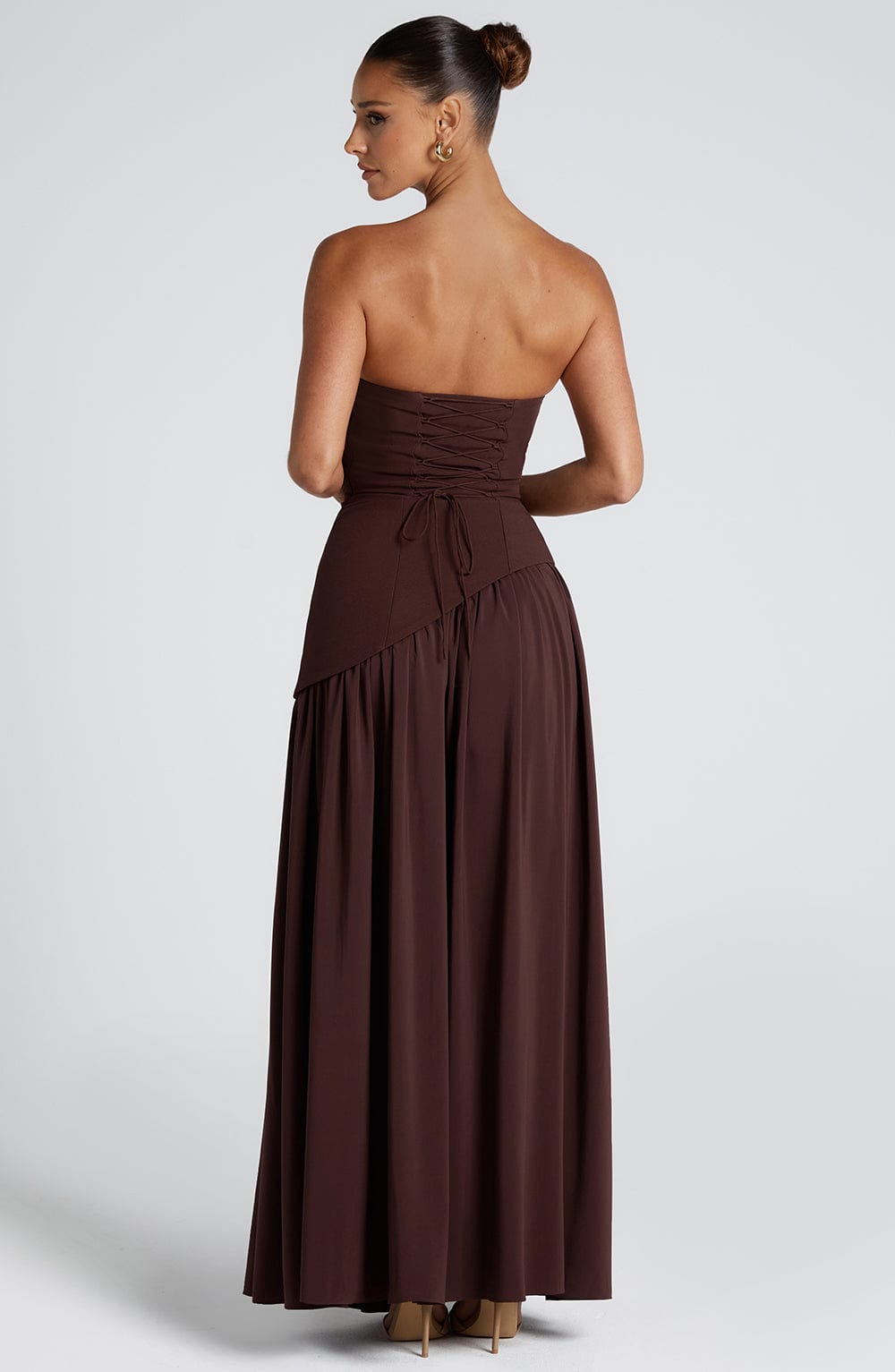 Sela Strapless Front-Slit Maxi Dress