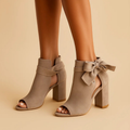 Sylvie Suede Block-Heel Bow Sandals