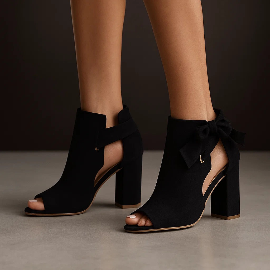 Sylvie Suede Block-Heel Bow Sandals