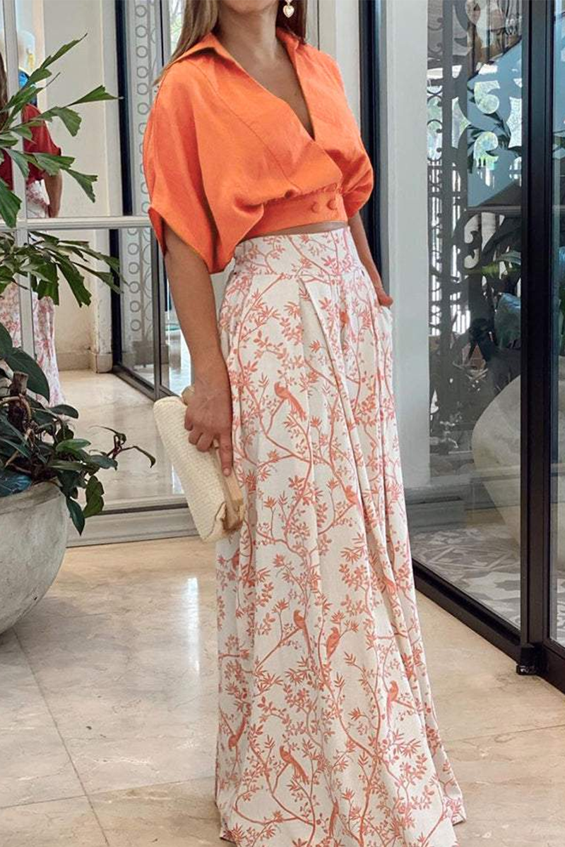 Vela V-Neck Crop Top & Wide-Leg Trouser Set