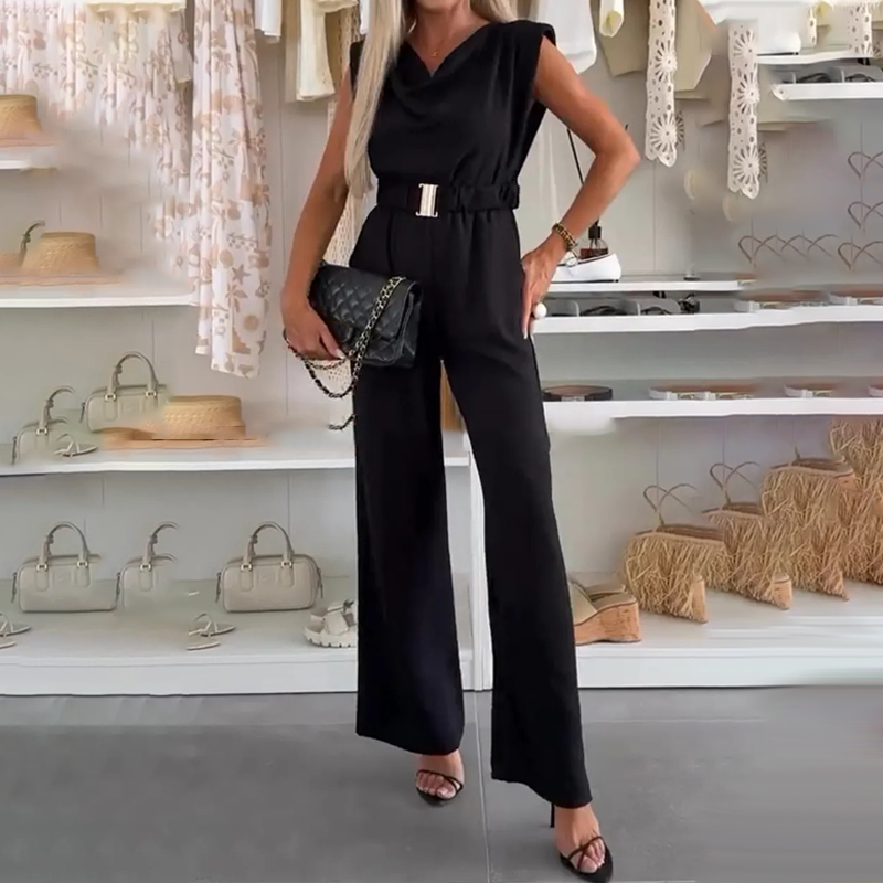 Lyda Belted Sleeveless Jumpsuit