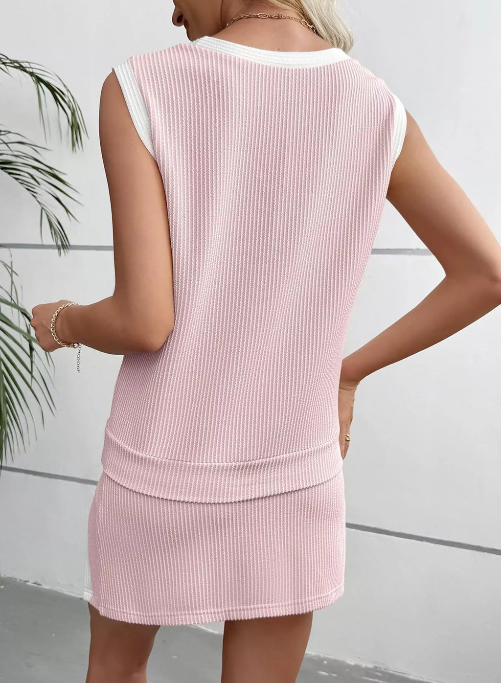 Rina Ribbed-Knit Top & Skort Set