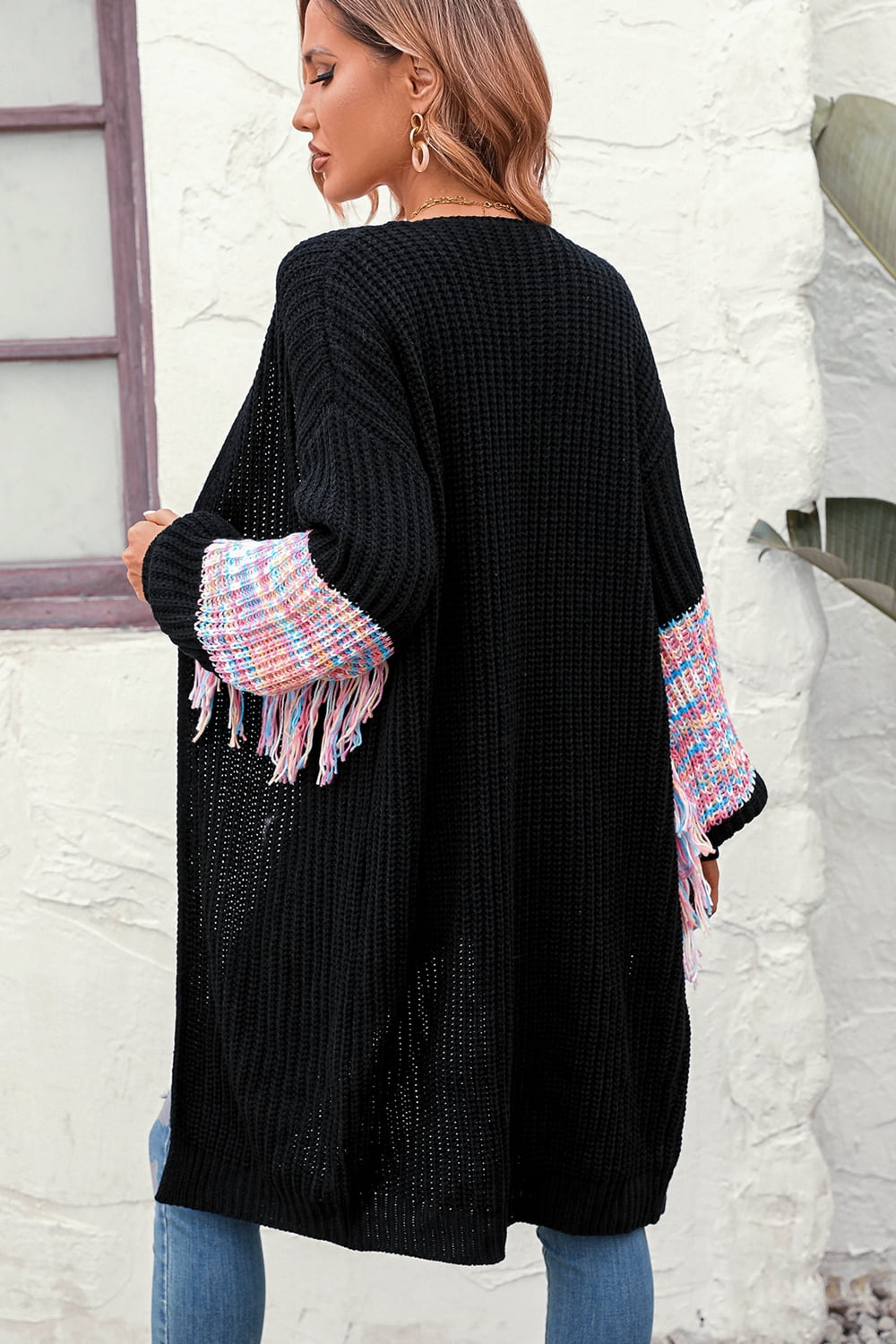 Farley Fringe-Sleeve Cardigan