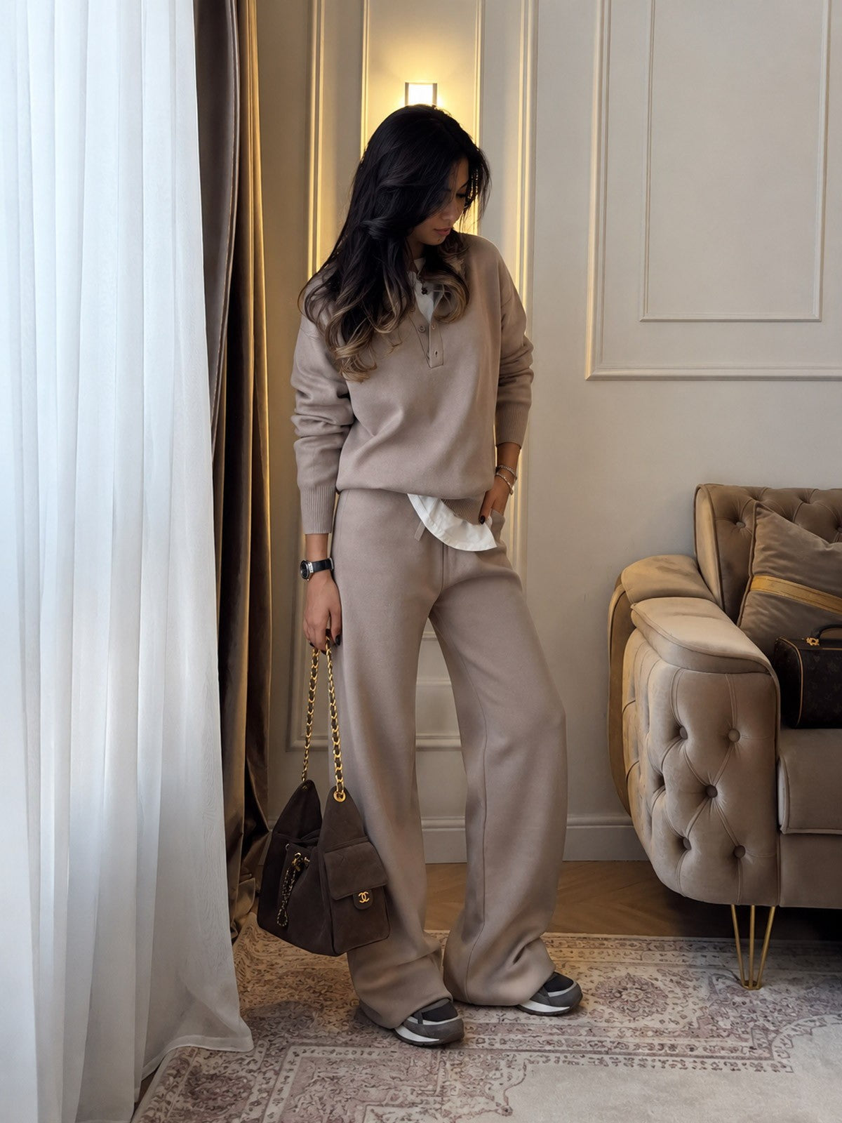 Perla Collared Cotton Trouser Set