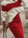 Elle Two-Tone Ribbed Sweater Set