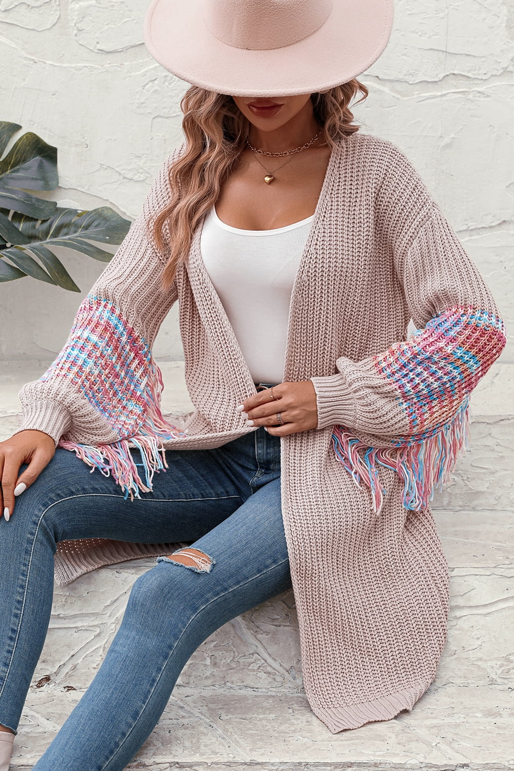 Farley Fringe-Sleeve Cardigan