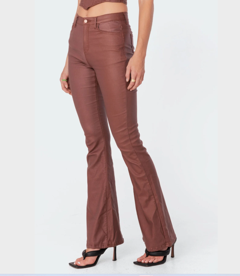 Lorena Faux-Leather Flared Trousers
