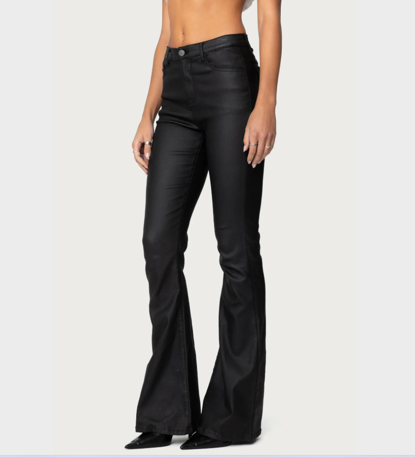 Lorena Faux-Leather Flared Trousers