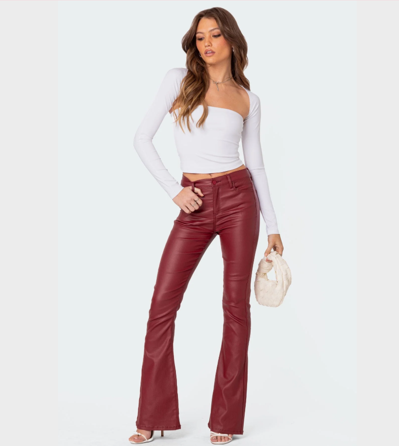 Lorena Faux-Leather Flared Trousers