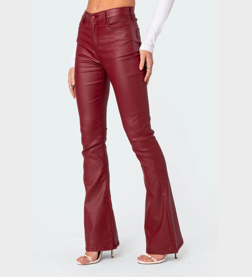 Lorena Faux-Leather Flared Trousers