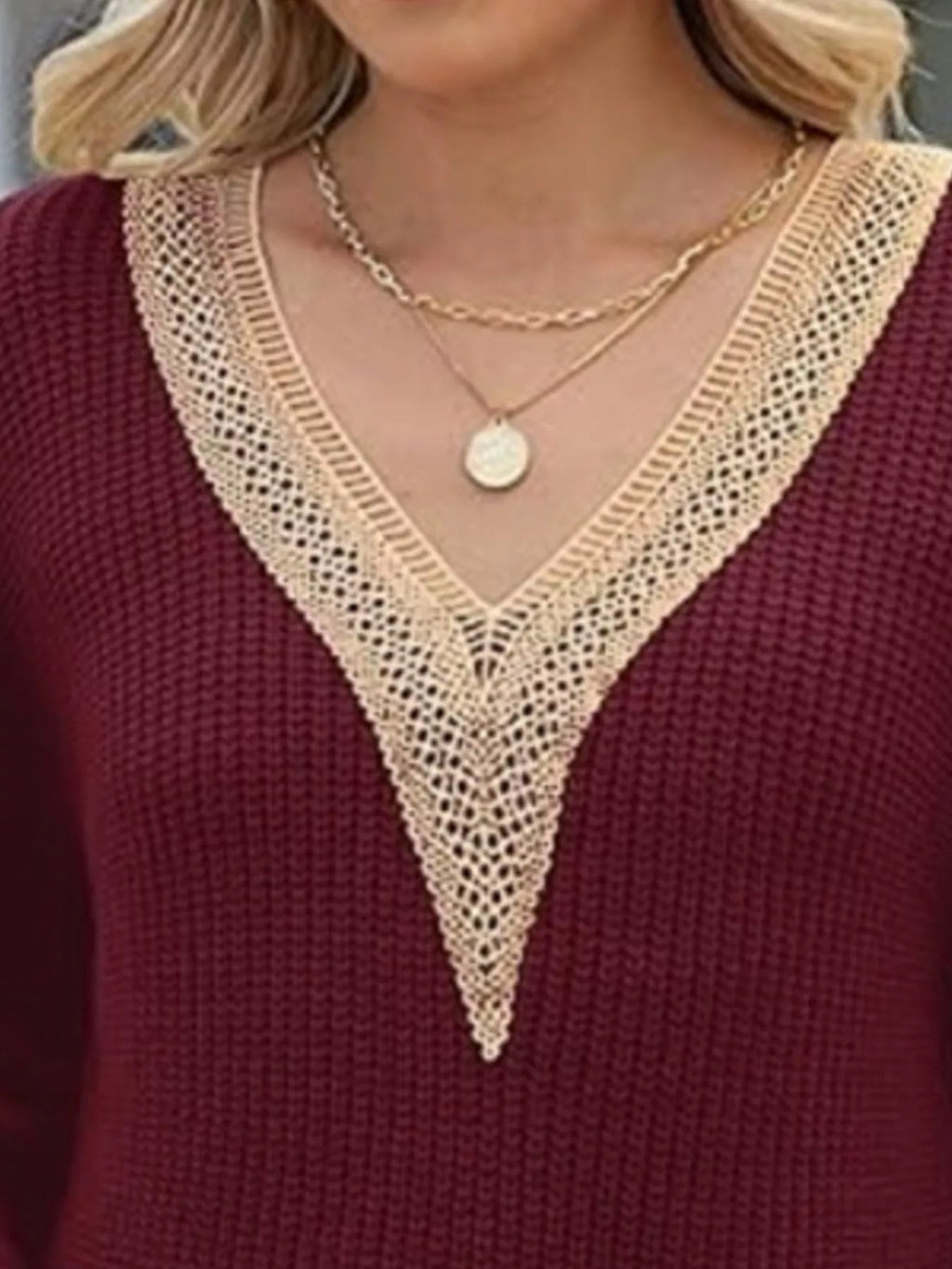 Ophira Openwork V-Neck Sweater