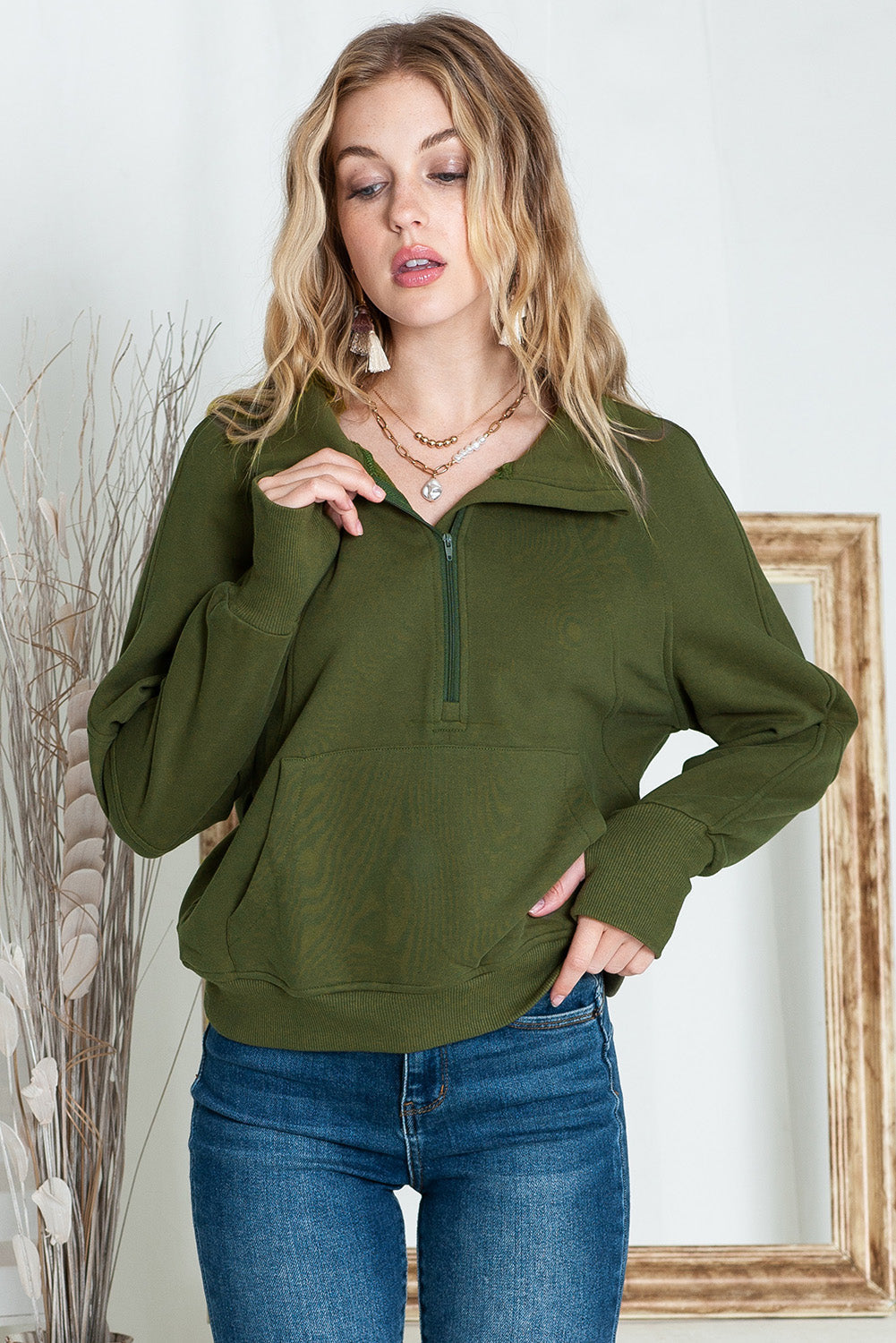Tamsin Thumb-Hole Zip Sweatshirt