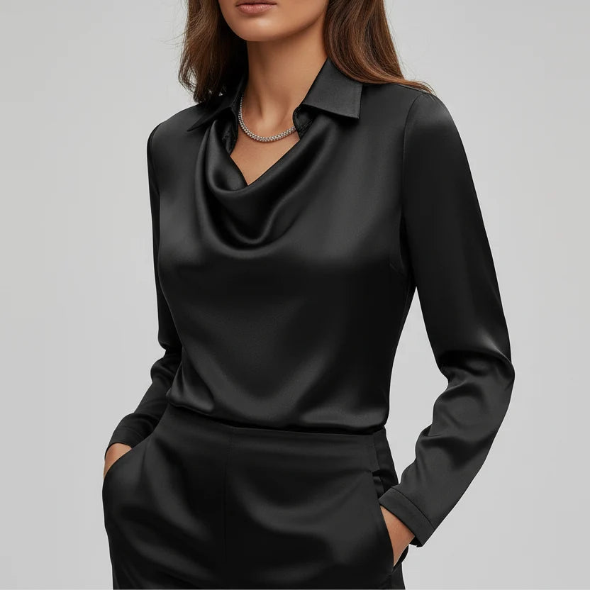 Milena Draped Satin Blouse