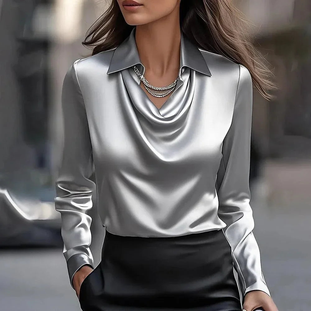 Milena Draped Satin Blouse