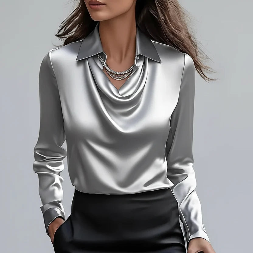 Milena Draped Satin Blouse