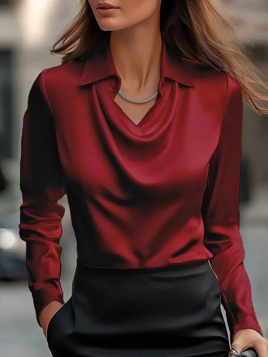 Milena Draped Satin Blouse