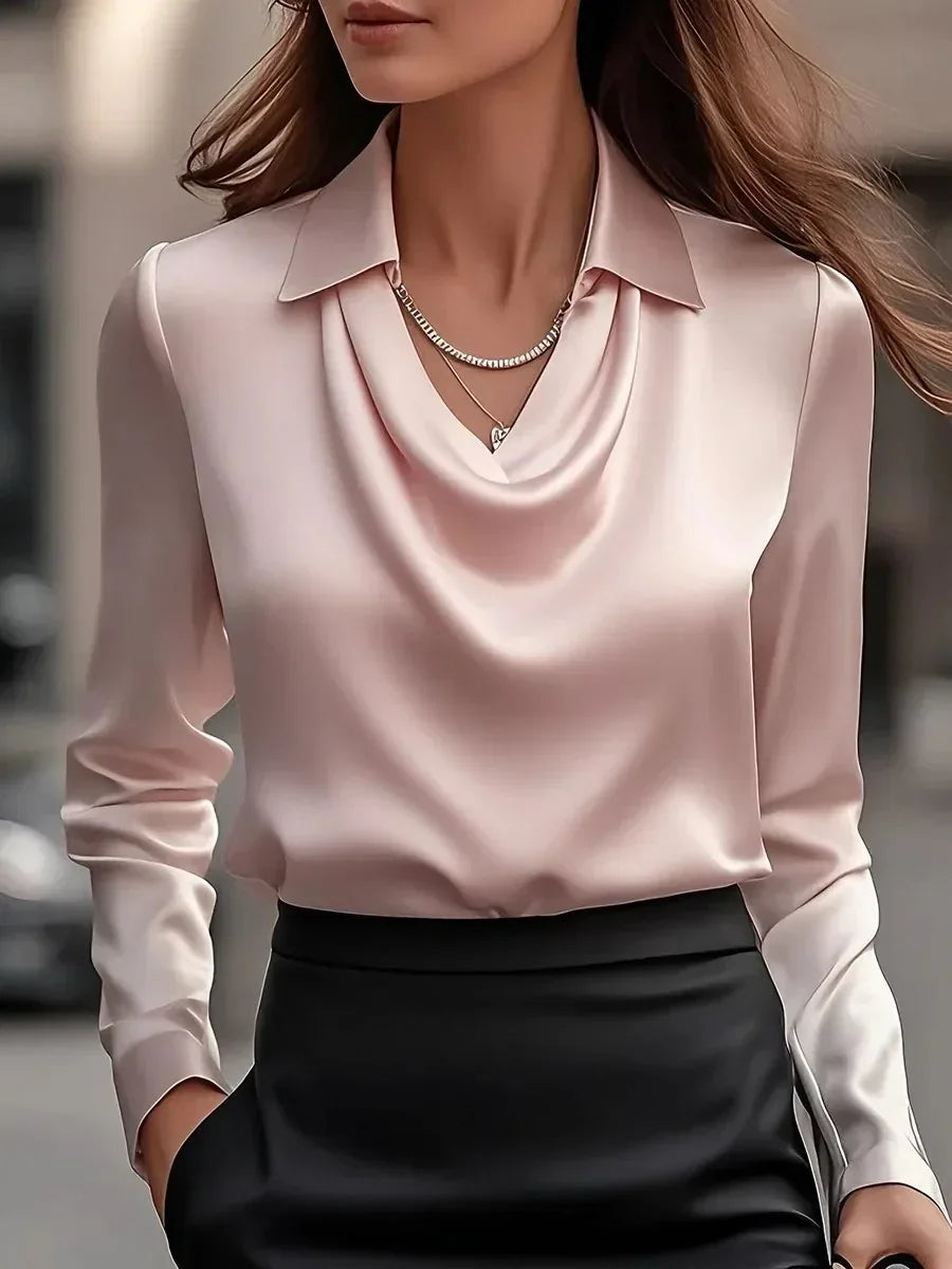 Milena Draped Satin Blouse