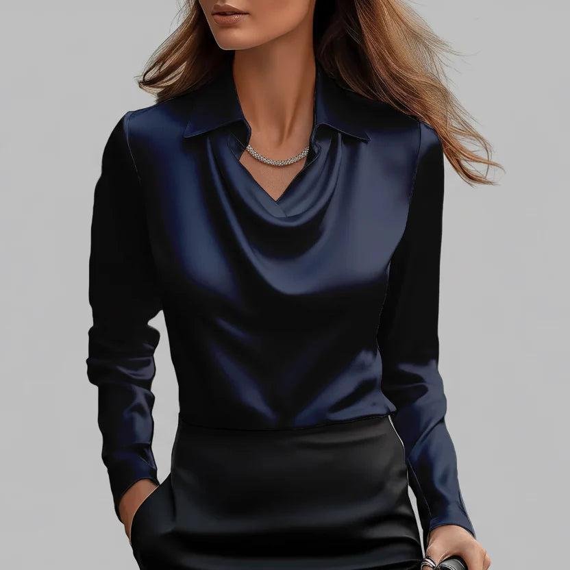 Milena Draped Satin Blouse