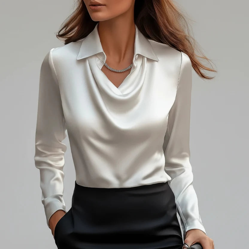 Milena Draped Satin Blouse