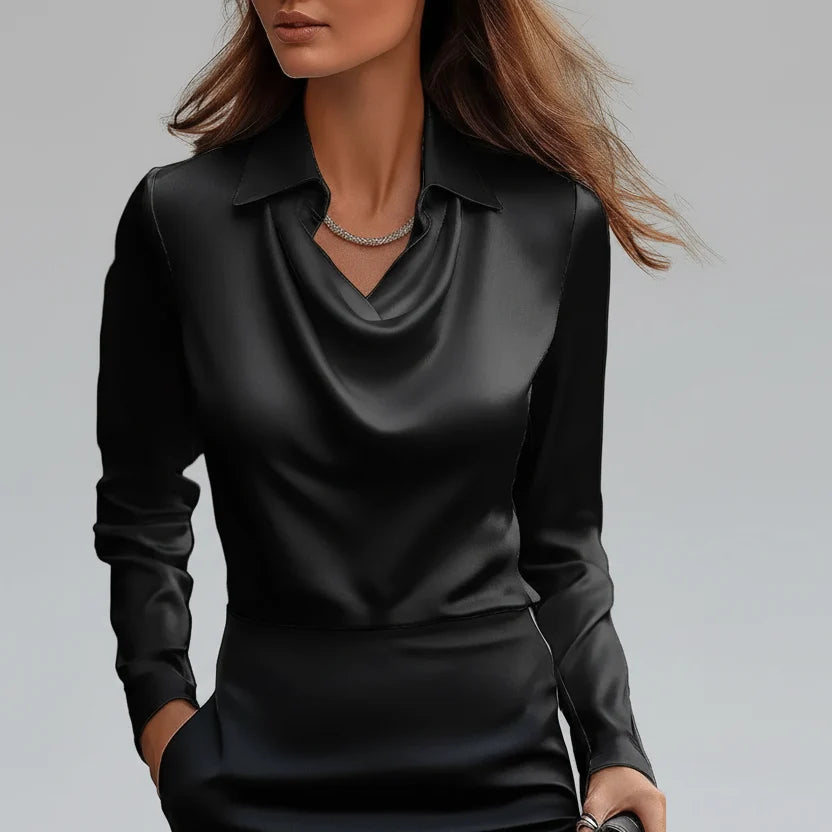 Milena Draped Satin Blouse