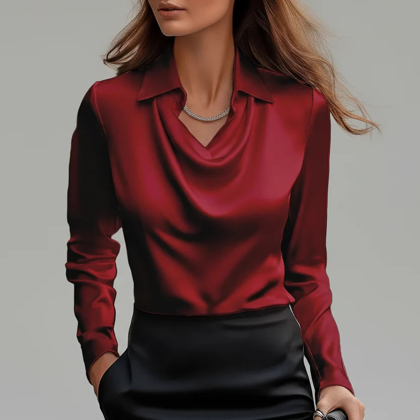 Milena Draped Satin Blouse