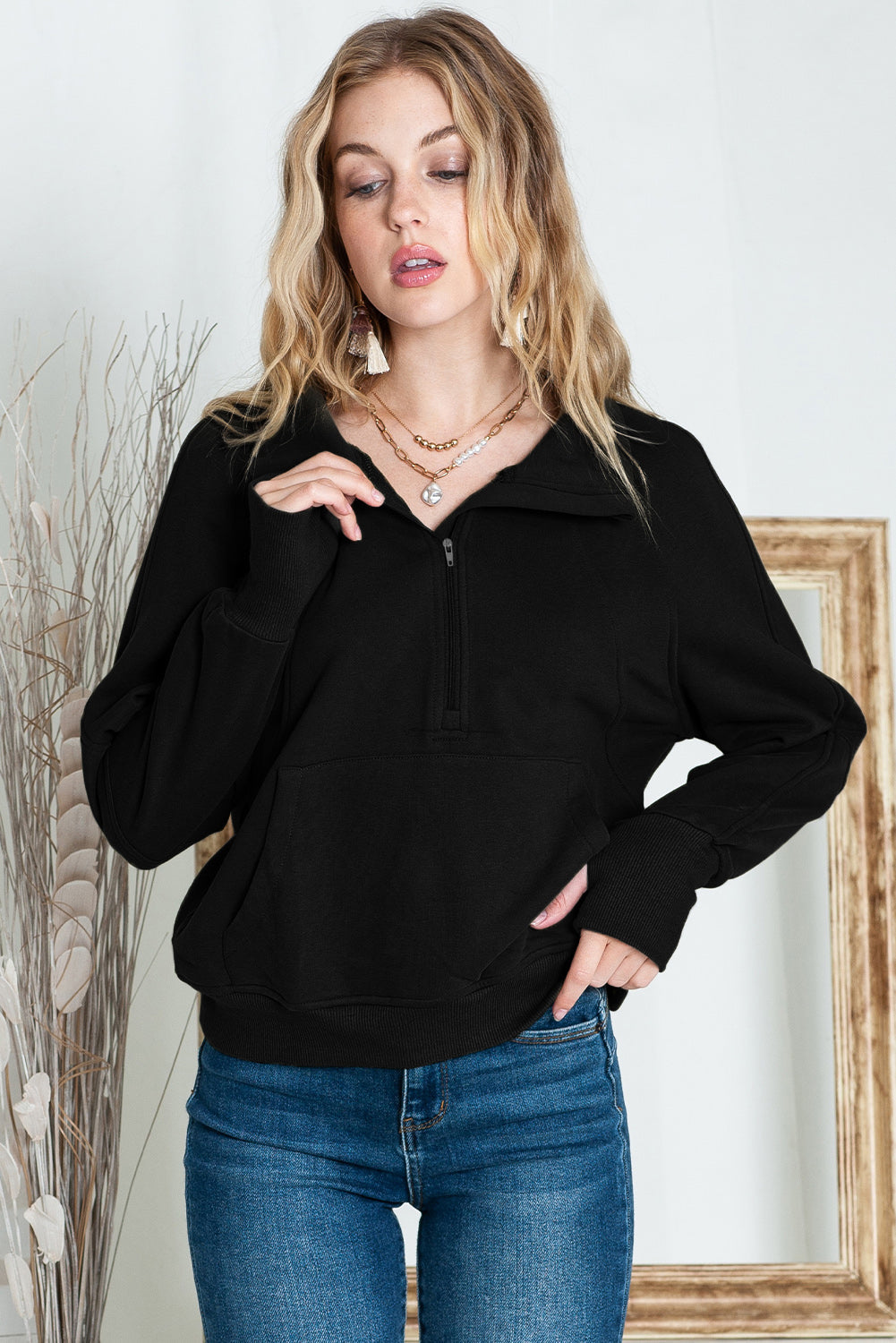 Tamsin Thumb-Hole Zip Sweatshirt