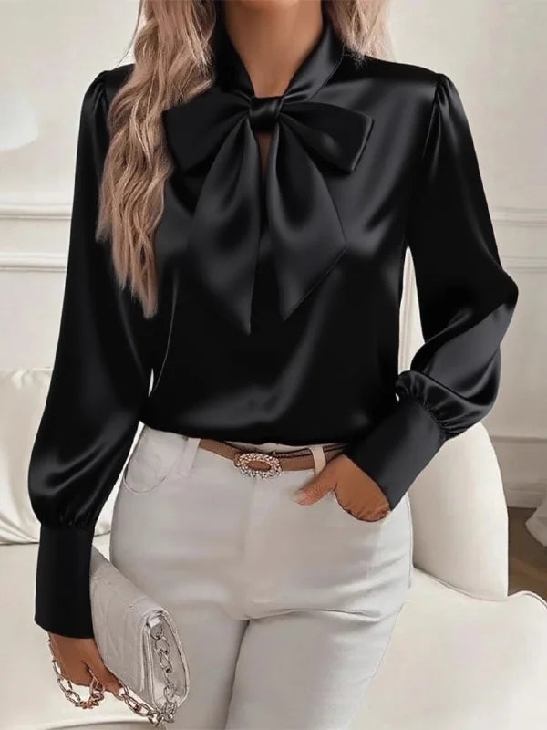 Rosa Bow-Tie Satin Shirt