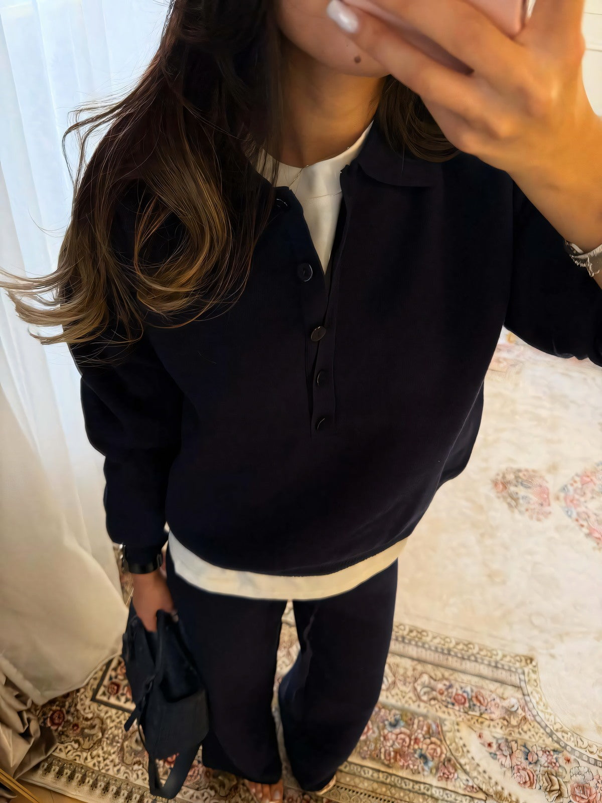 Perla Collared Cotton Trouser Set