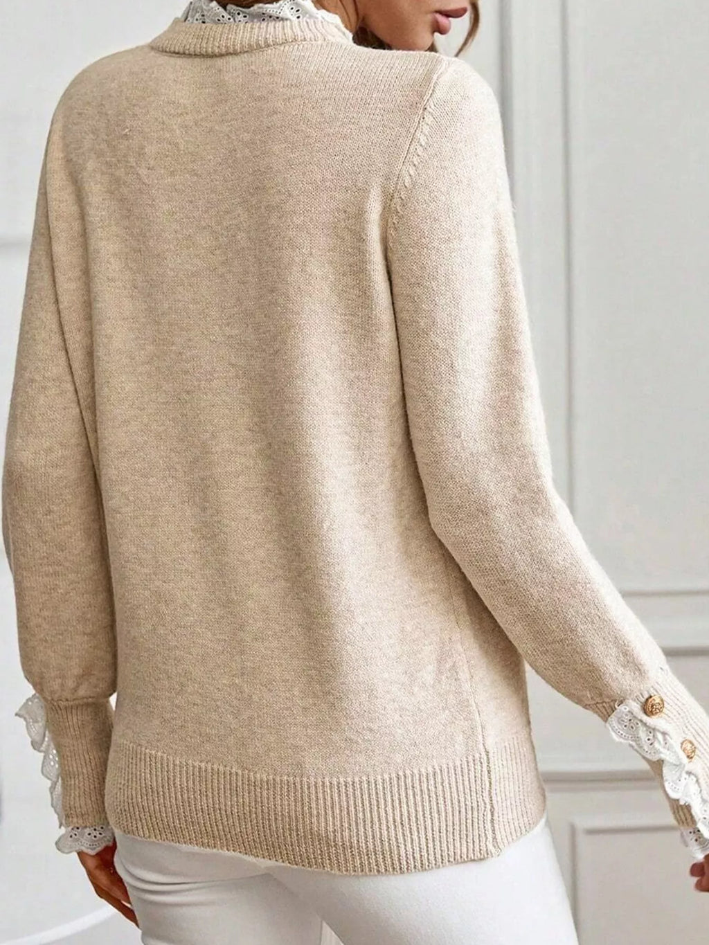 Livienne Lace-Trim Cuff Sweater