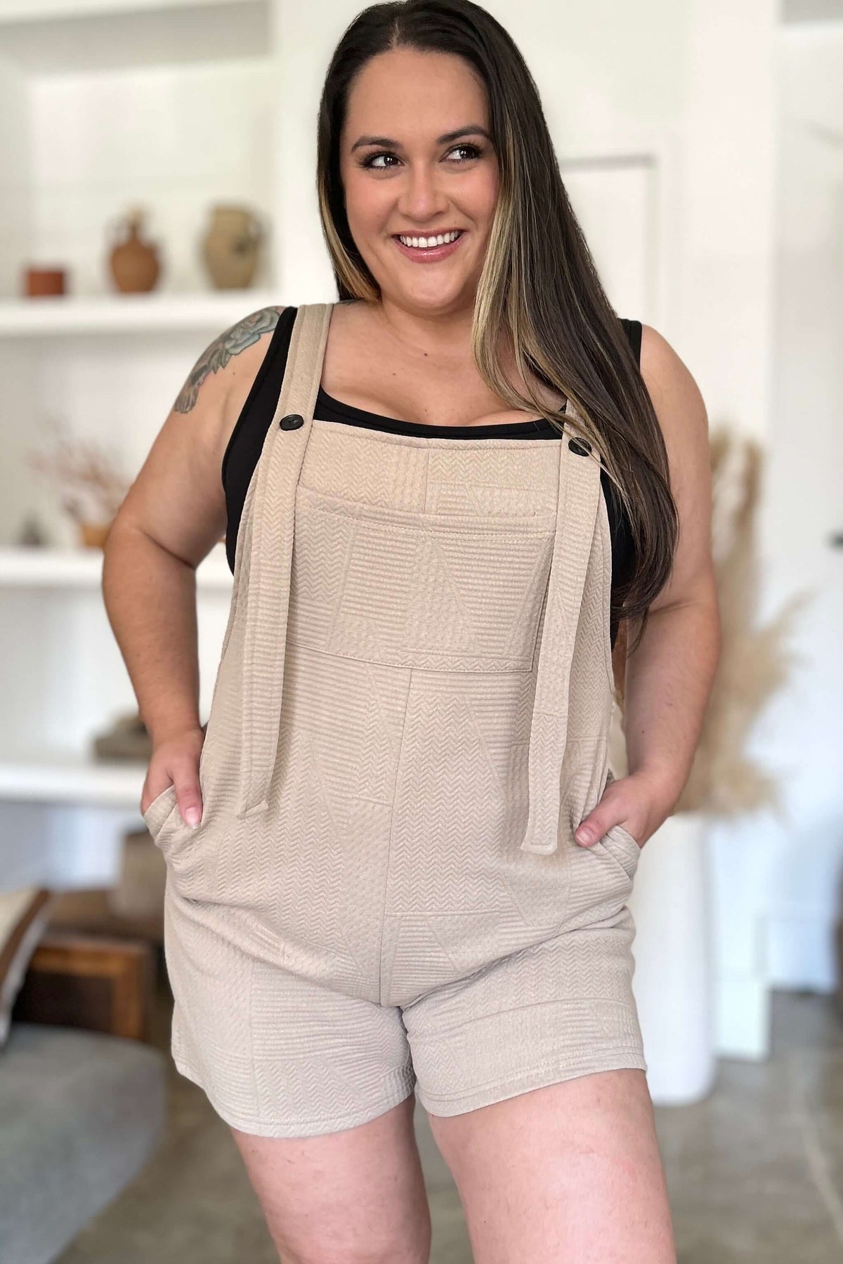 Rowena Textured Sleeveless Romper