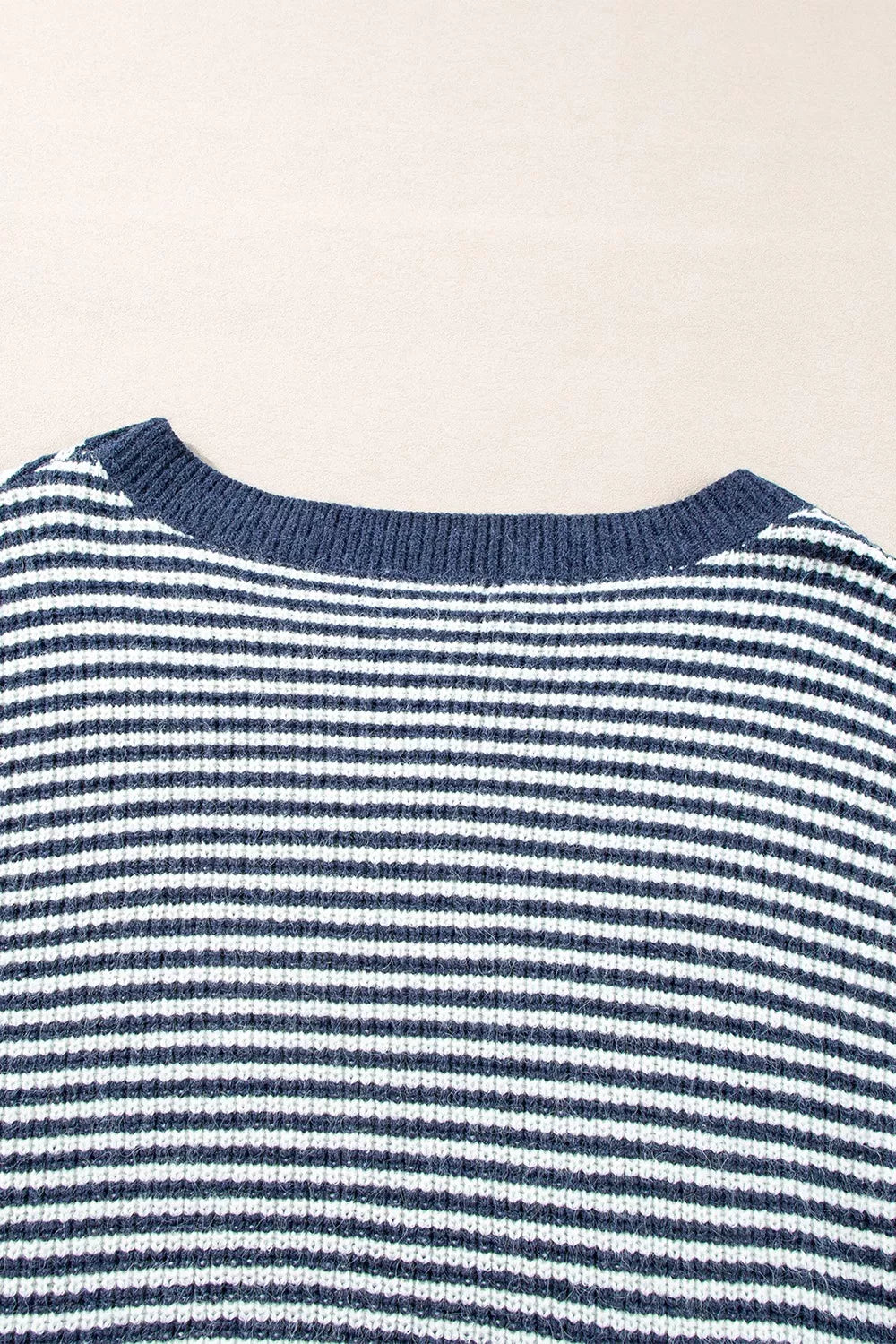 Lorene Striped Lantern-Sleeve Sweater