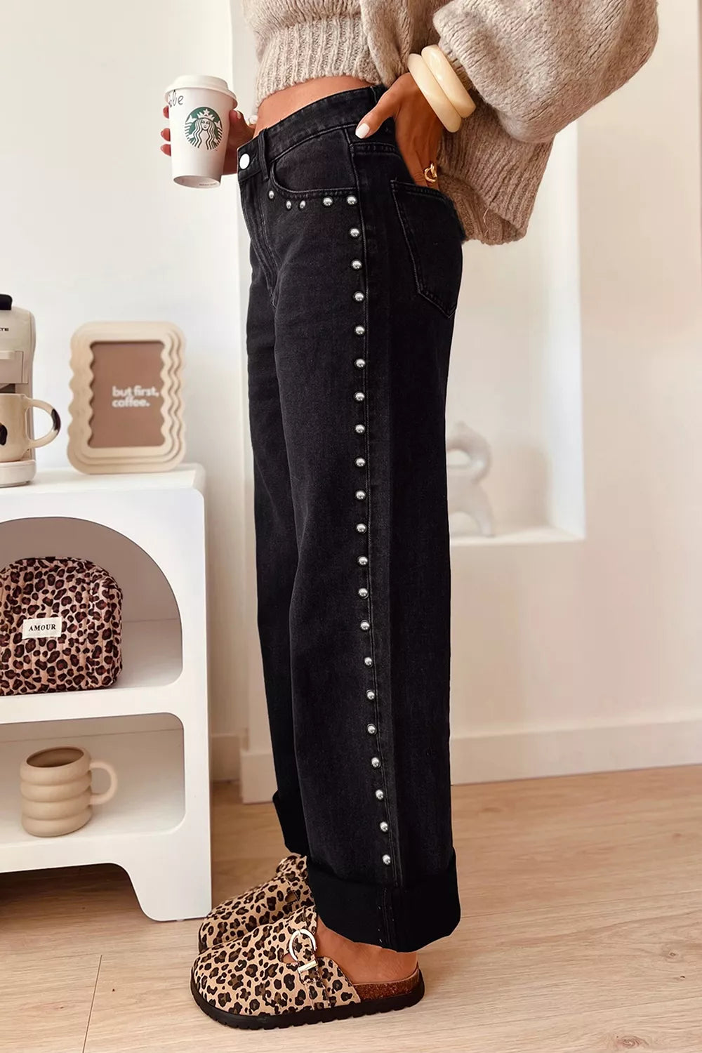 Sydney Studded Straight-Leg Jeans