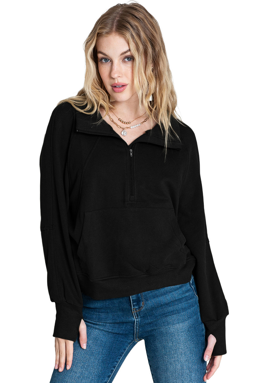 Tamsin Thumb-Hole Zip Sweatshirt