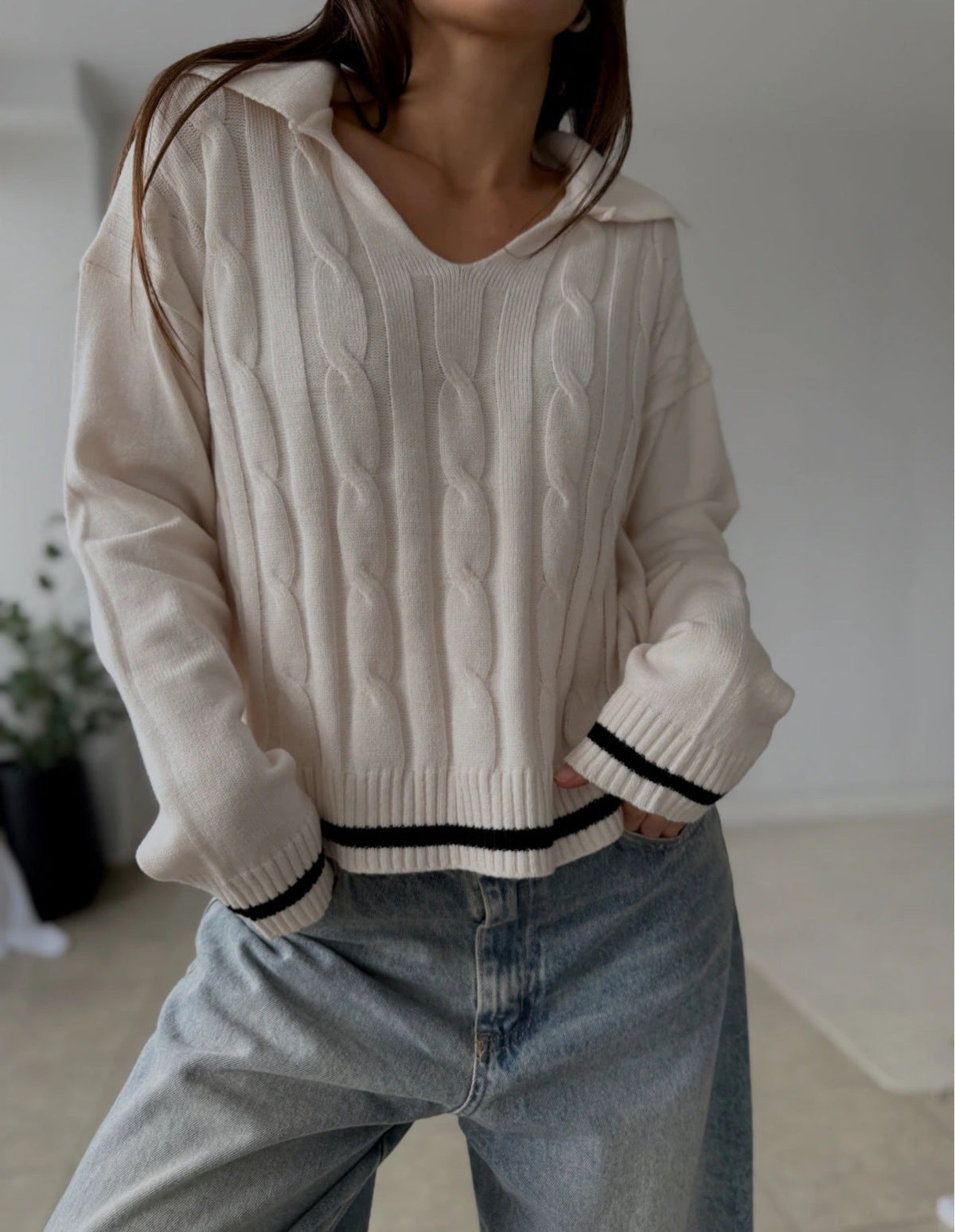 Mira Collared Knit Sweater