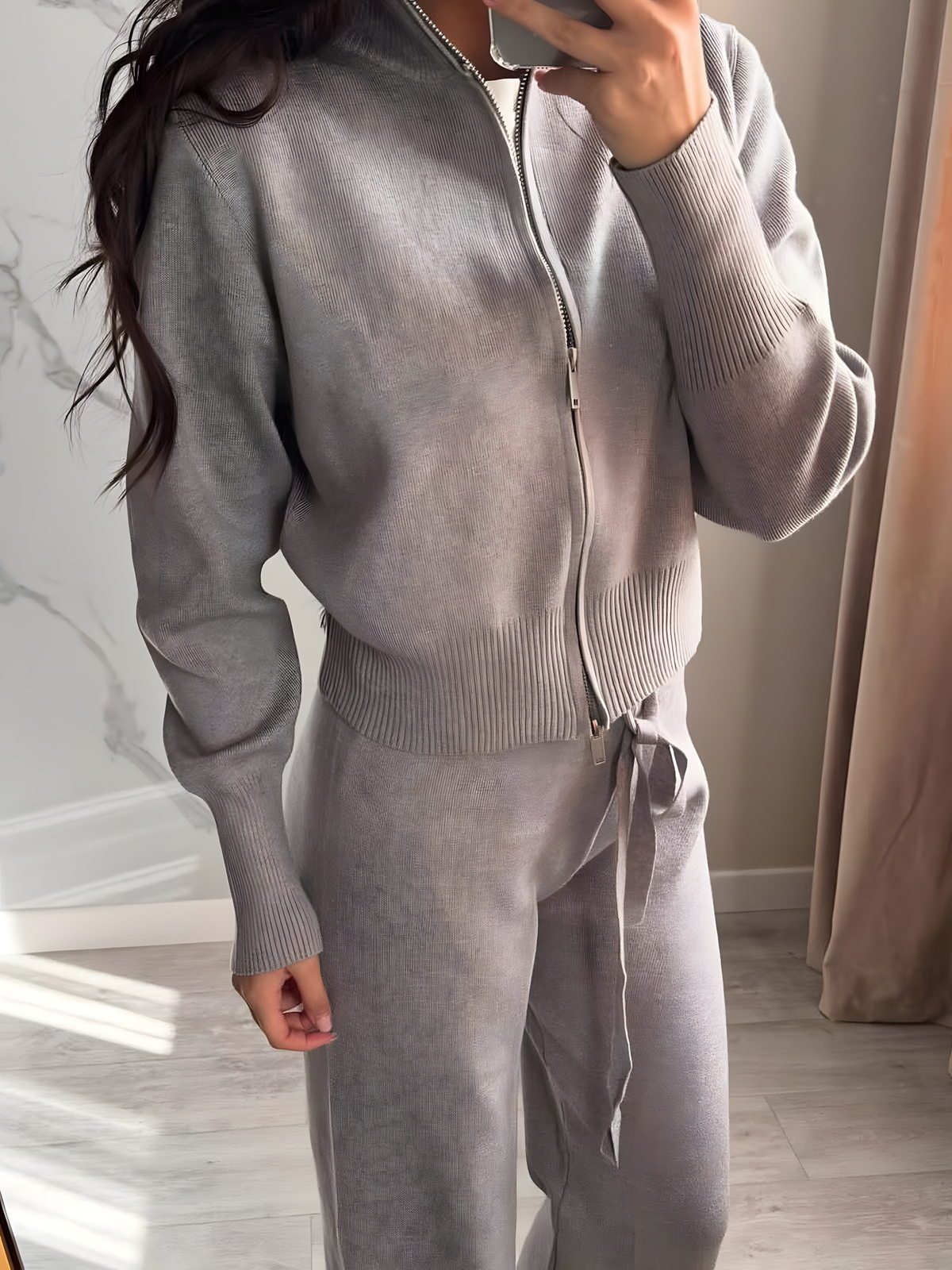 Nia Double-Zip Knit Two-Piece Set