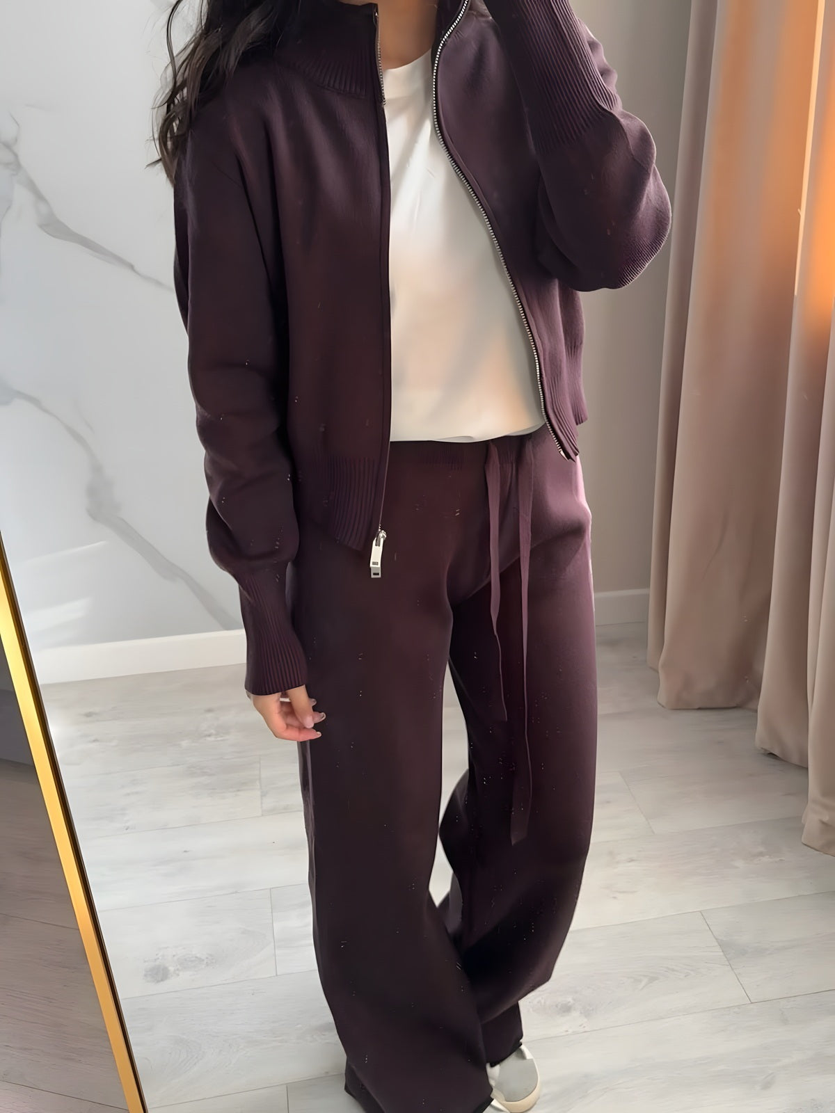 Nia Double-Zip Knit Two-Piece Set