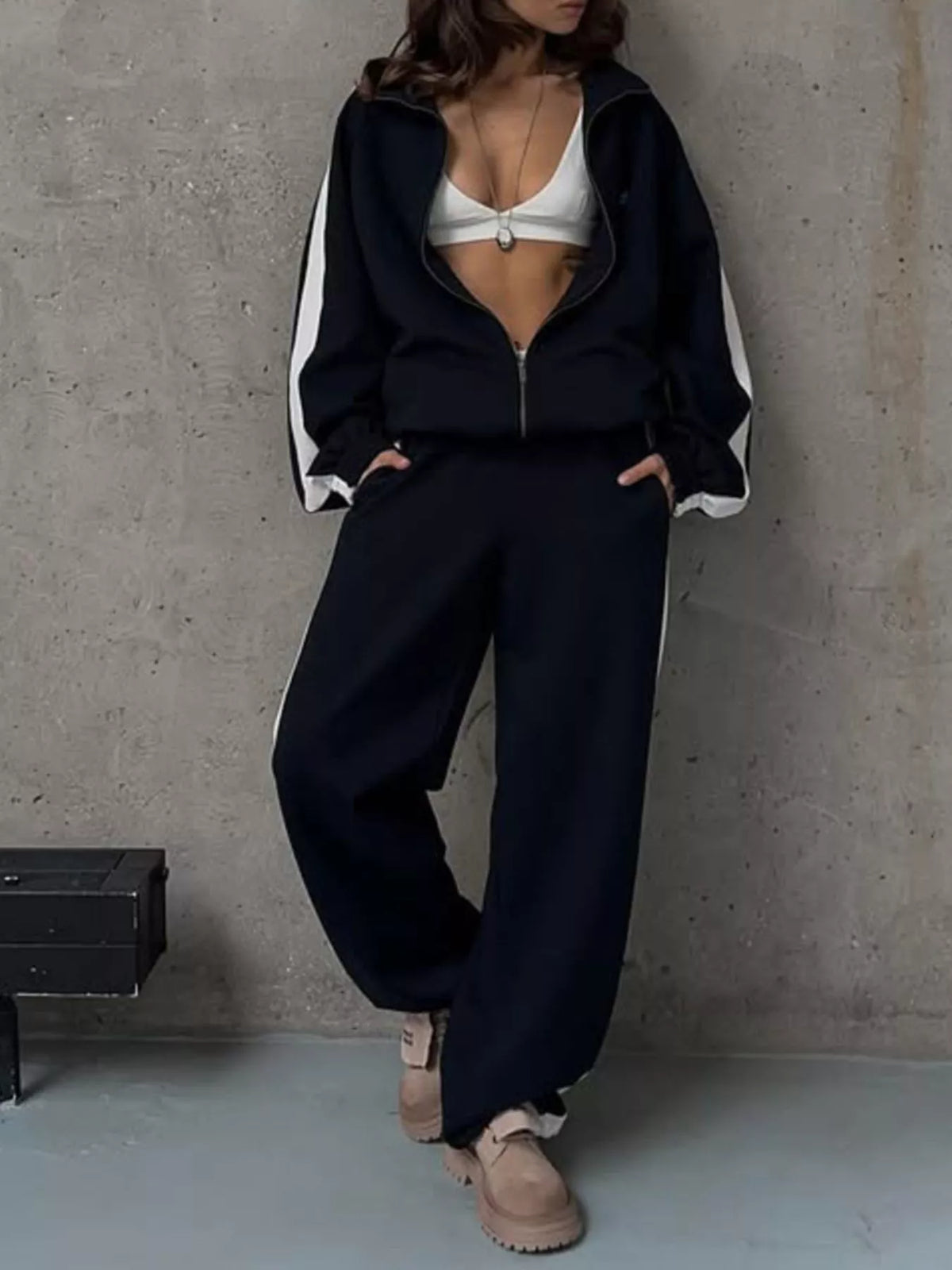Xara Zip-Front Sport Two-Piece Set
