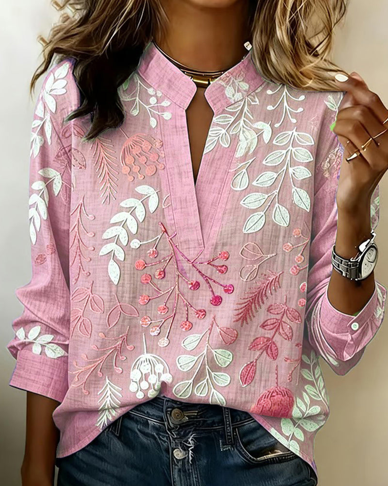 Adanna Floral High-Neck Blouse