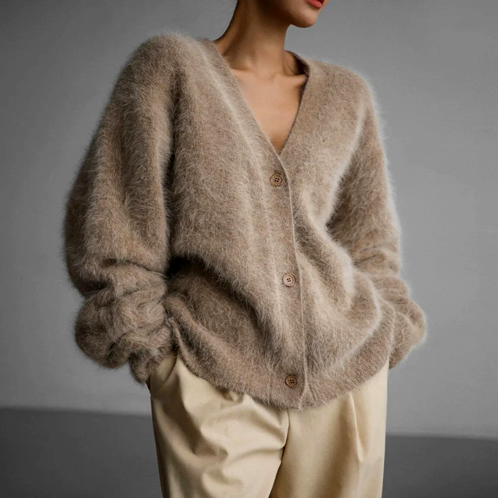 Amara V-Neck Angora Cardigan