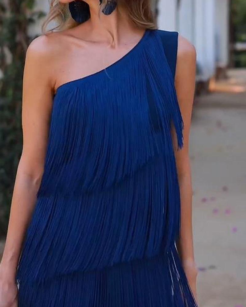 Maren Off-Shoulder Fringe Dress