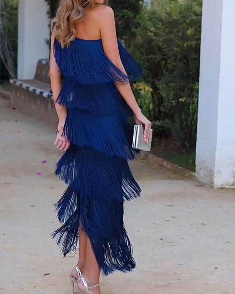 Maren Off-Shoulder Fringe Dress